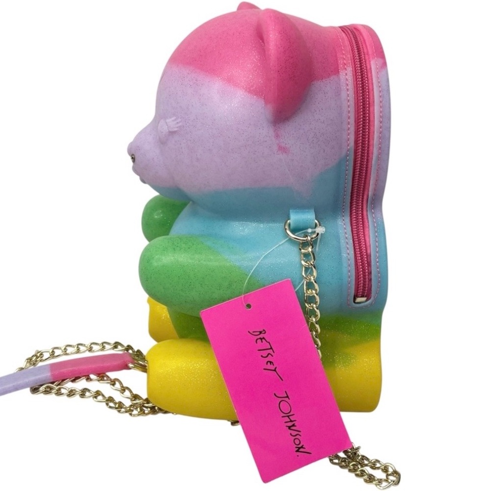 NWT Betsey Johnson Kitsch Bear Necessity Rainbow Gummy Crossbody Polymer Bag - Picture 4 of 16